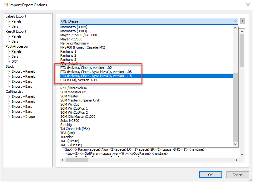 Holmza PTX post processors in OptiCut
