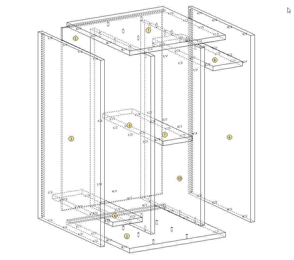 cabinet showing hardware requiring 2 faced machining