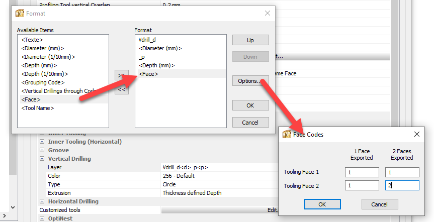face code conversion table in polyboard