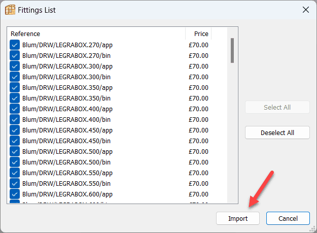 list of hardware ready for import to polyboard