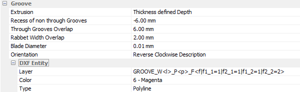 polyboard dxf post processor groove settings