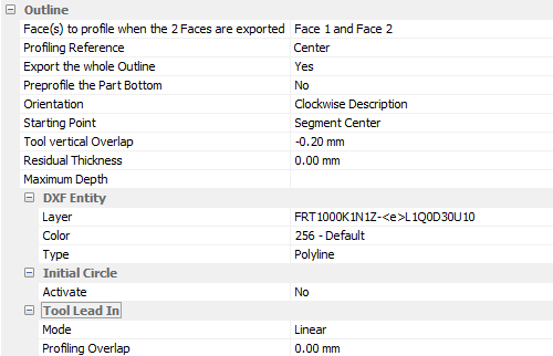 polyboard dxf post processor outline settings