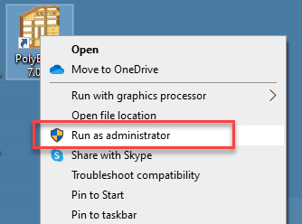 run as administrator