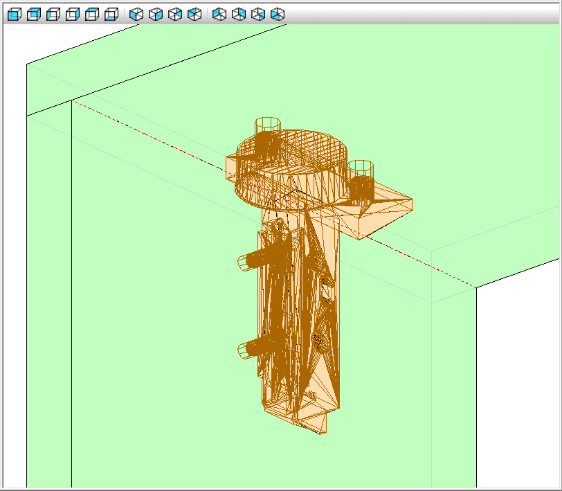 tiomose hinge in polyboard fittings library shown in 3d