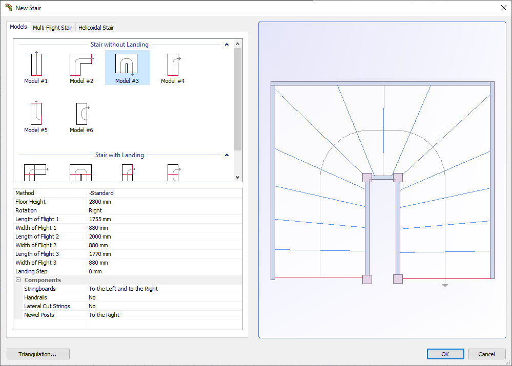 create a u shaped stair from a model